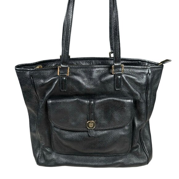 Tory Burch‎ Black Clay Shopper Tote Pebble Leather - Picture 1 of 15